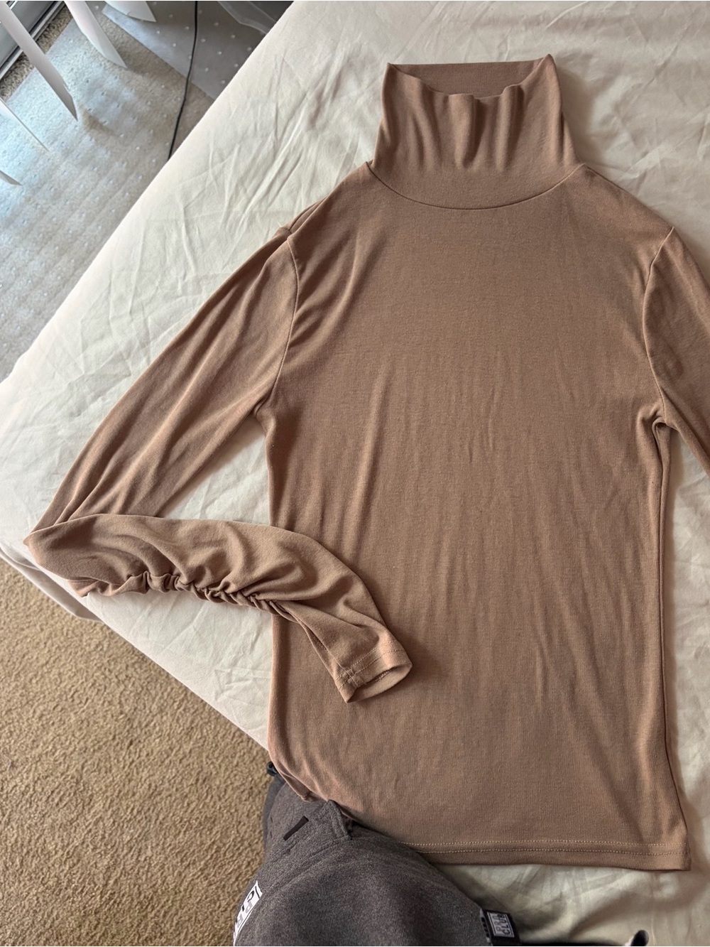 Light Brown/Taupe Turtleneck Long Sleeve Top